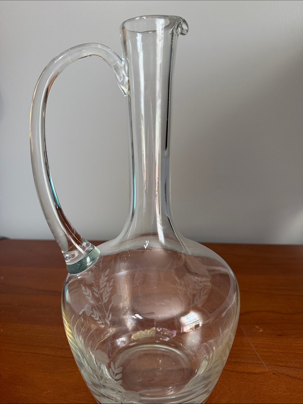 Clear  Decorative cut  Glass Decanter with Handle - Home Art